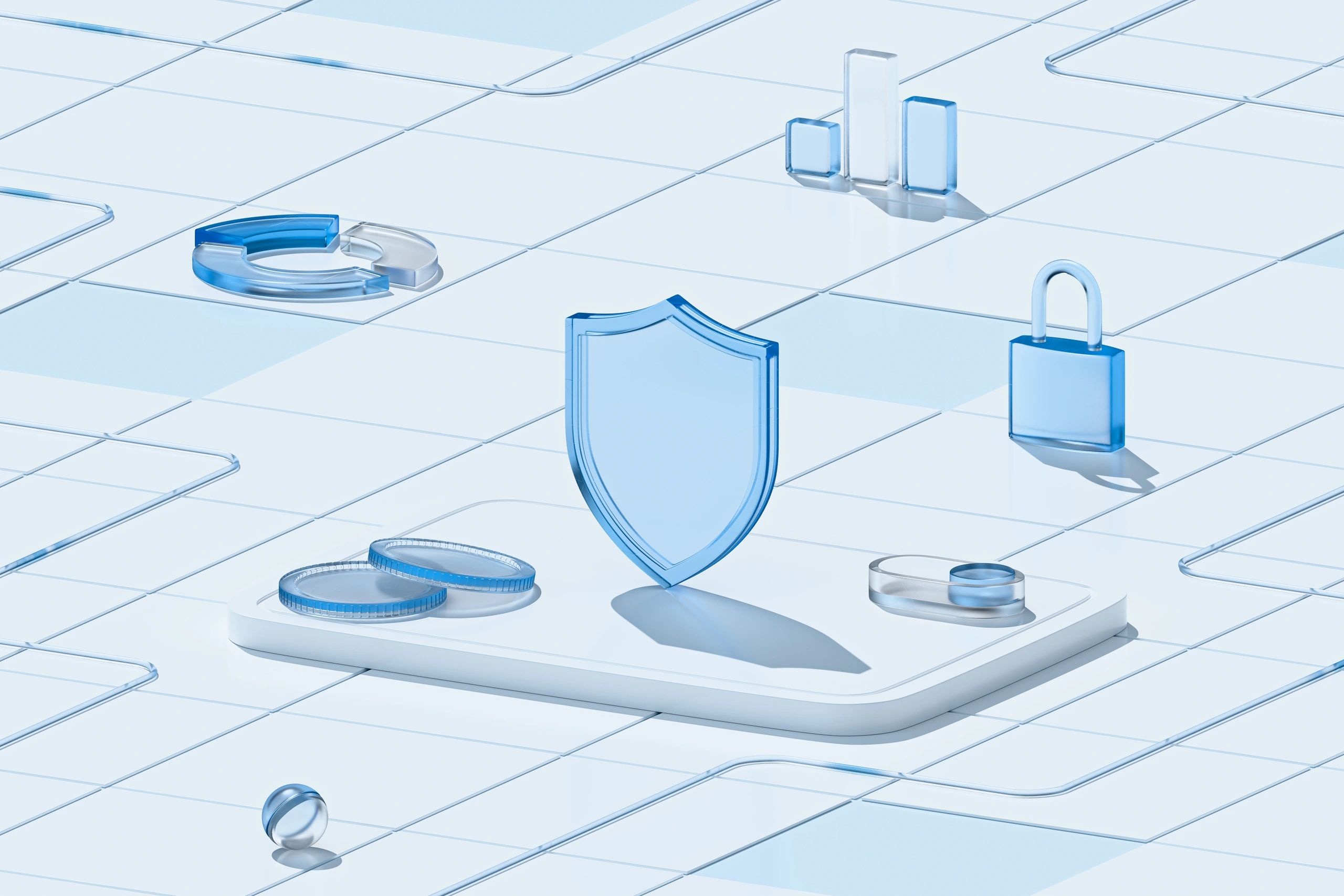 Abstract blue security and financial data concept